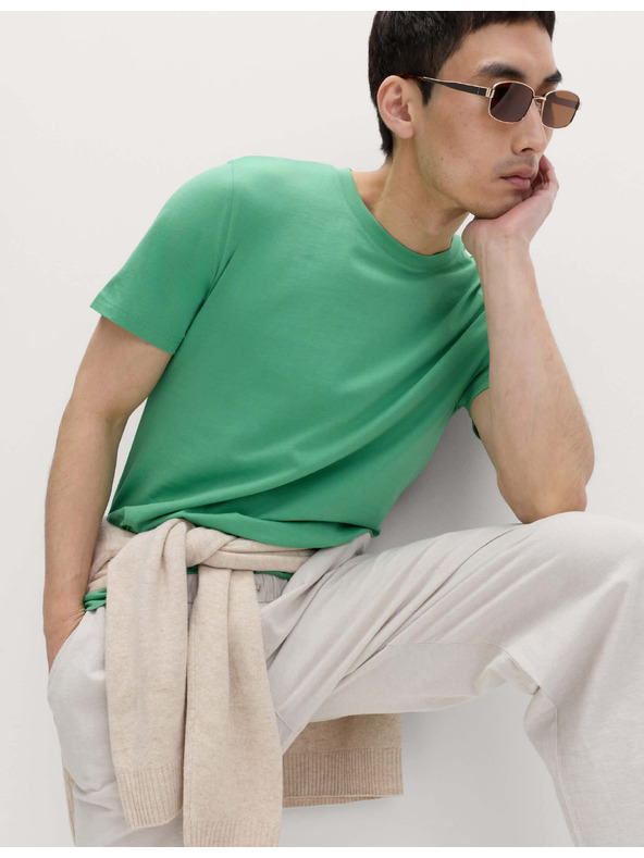 Marks & Spencer Nyakú póló 100% pamutból Marks & Spencer zöld