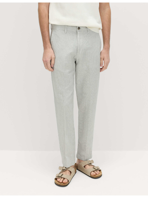 Marks & Spencer Chino nadrág lenvegyületből, normál szabás Marks & Spencer szürke