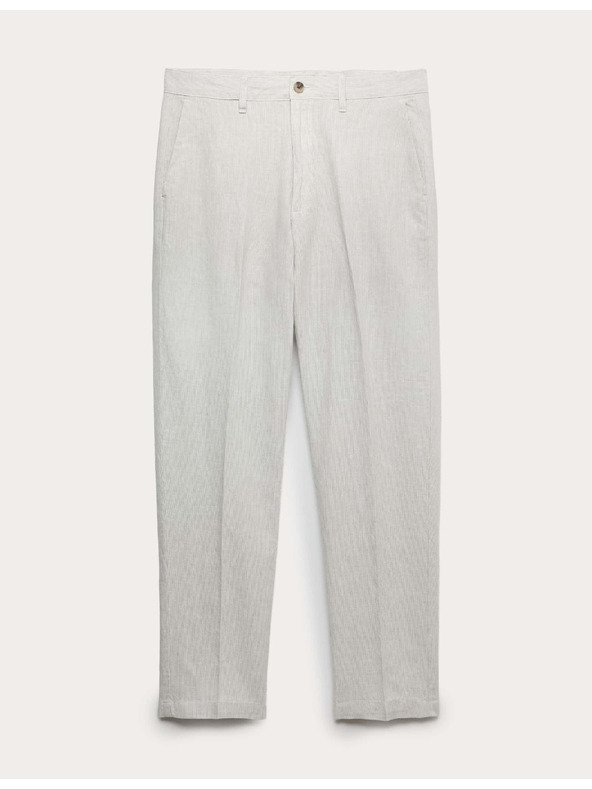 Marks & Spencer Chino nadrág lenvegyületből, normál szabás Marks & Spencer szürke