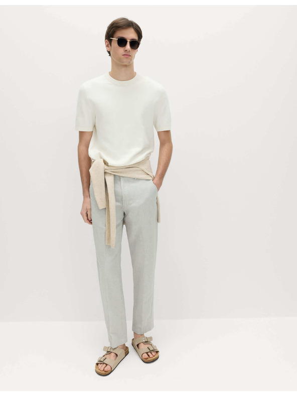 Marks & Spencer Chino nadrág lenvegyületből, normál szabás Marks & Spencer szürke
