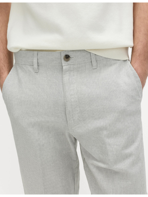 Marks & Spencer Chino nadrág lenvegyületből, normál szabás Marks & Spencer szürke