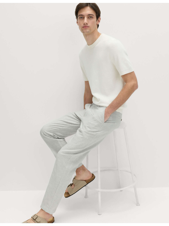 Marks & Spencer Chino nadrág lenvegyületből, normál szabás Marks & Spencer szürke