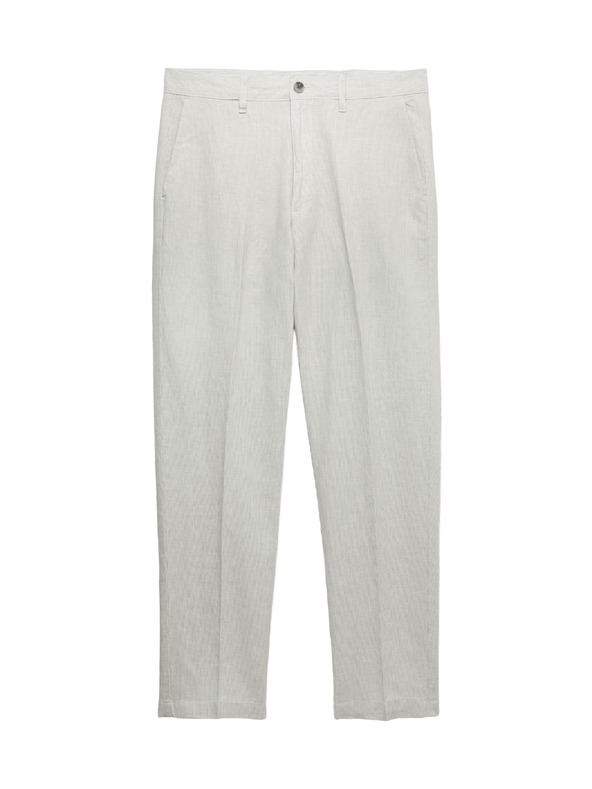 Marks & Spencer Chino nadrág lenvegyületből, normál szabás Marks & Spencer szürke