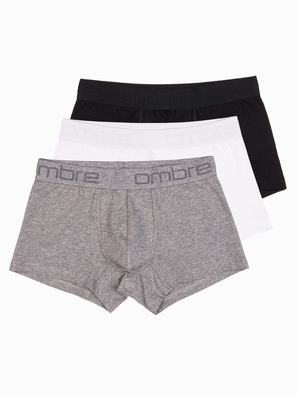 Ombre Clothing Férfi pamut boxeralsó logóval – 3 darab mixben V2 U532 Ombre Clothing