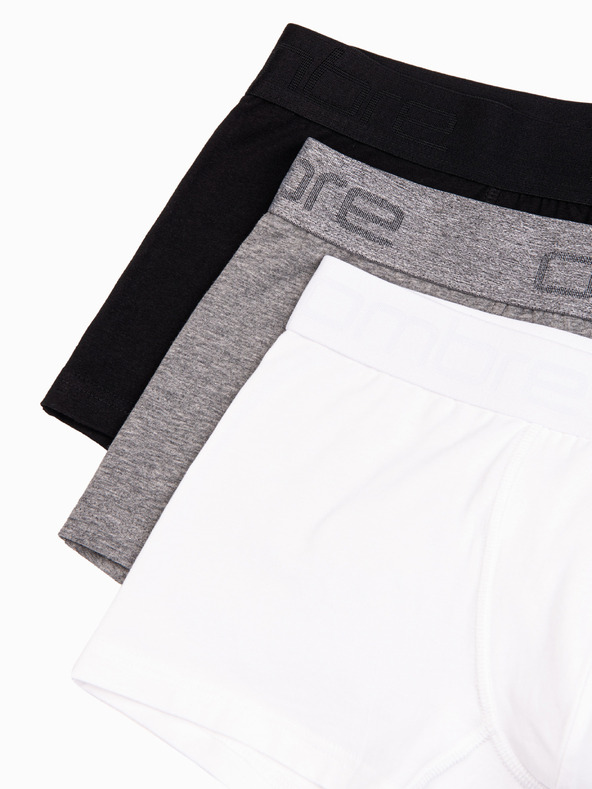 Ombre Clothing Férfi pamut boxeralsó logóval – 3 darab mixben V2 U532 Ombre Clothing