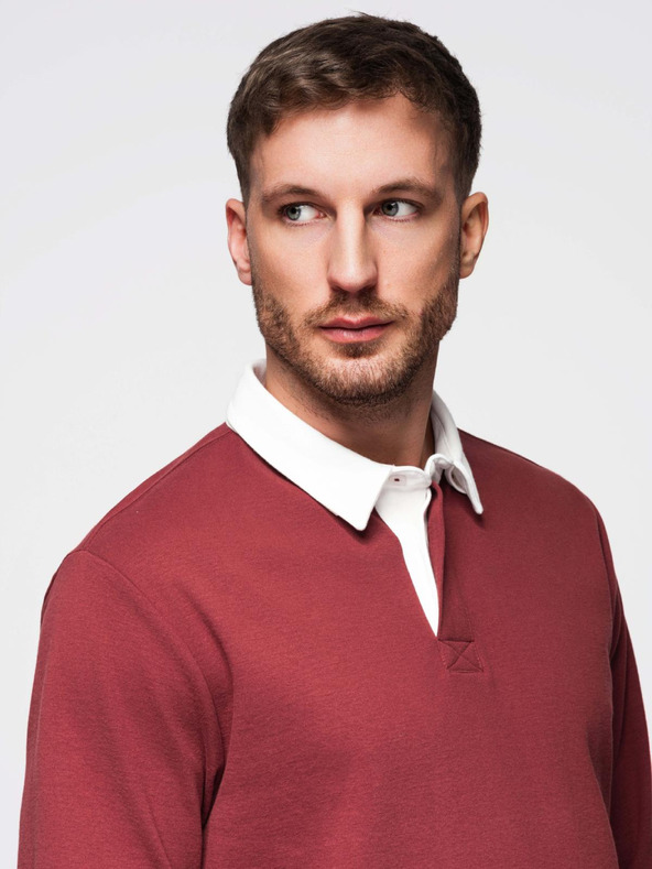 Ombre Clothing Férfi bordó galléros pulóver Ombre Clothing