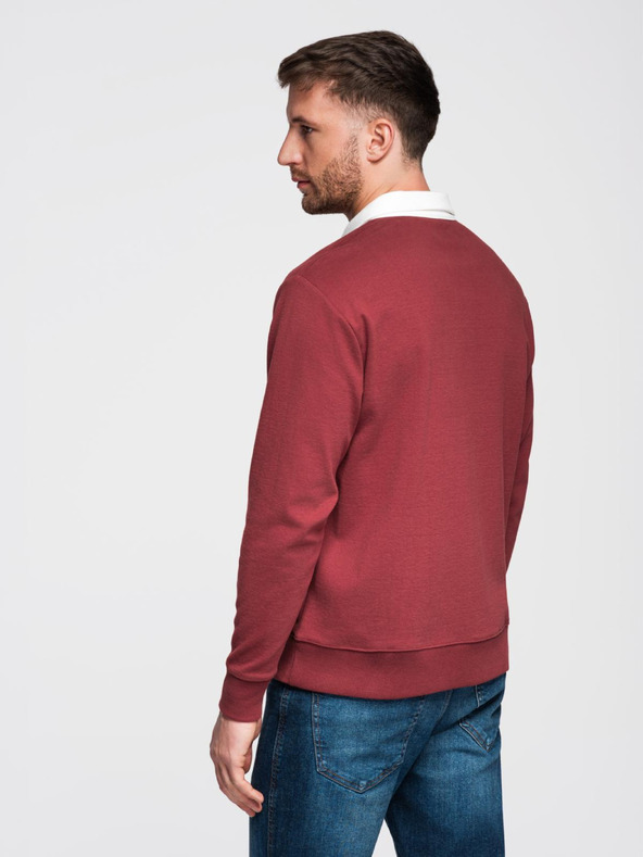 Ombre Clothing Férfi bordó galléros pulóver Ombre Clothing