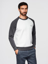 Ombre Clothing Férfi kontrasztos pulóver raglan ujjakkal - krémszínű és grafitszürke V1 OM-SSNZ-0239 Ombre Clothing