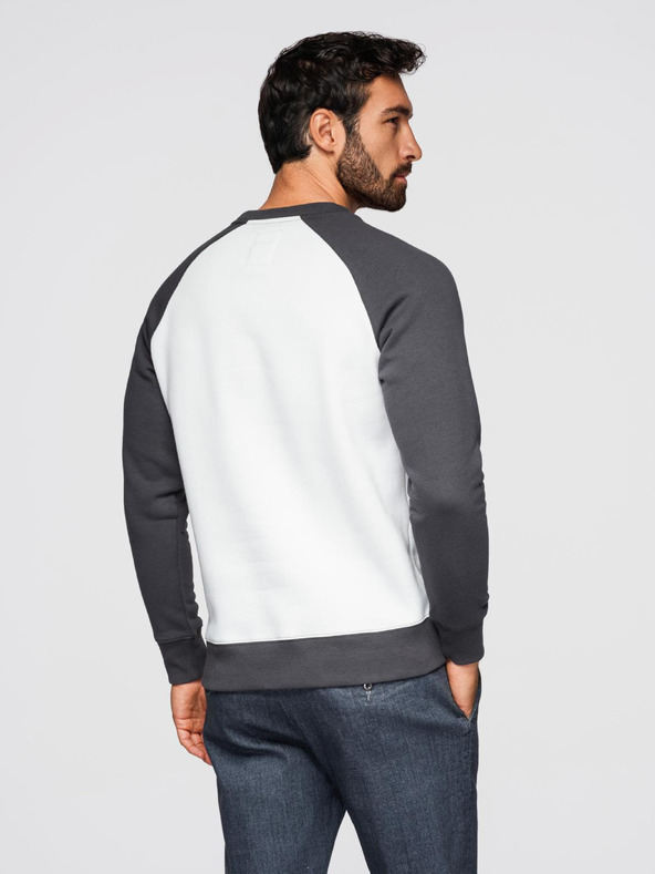 Ombre Clothing Férfi kontrasztos pulóver raglan ujjakkal - krémszínű és grafitszürke V1 OM-SSNZ-0239 Ombre Clothing