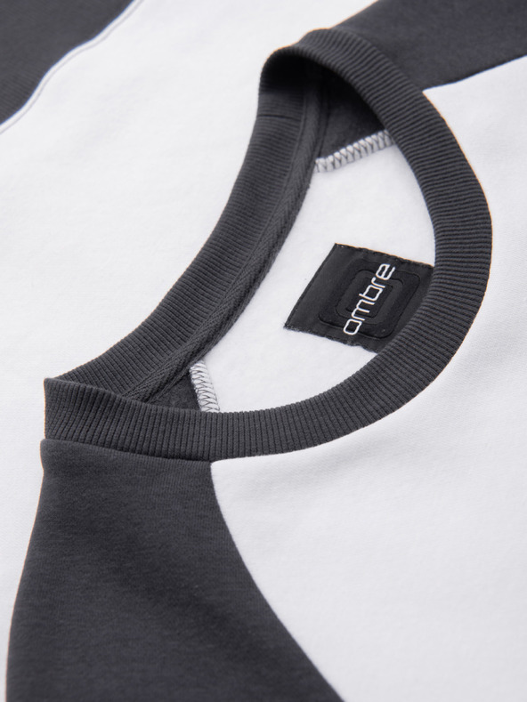 Ombre Clothing Férfi kontrasztos pulóver raglan ujjakkal - krémszínű és grafitszürke V1 OM-SSNZ-0239 Ombre Clothing