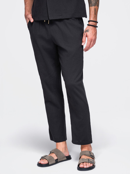 Ombre Clothing Könnyű férfi strukturált pamutnadrág – fekete V2 OM-PACP-0312 Ombre Clothing