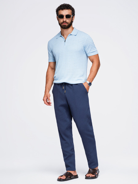Ombre Clothing Férfi pamut strukturált nadrág REGULAR FIT – sötétkék V1 OM-PACP-0310 Ombre Clothing