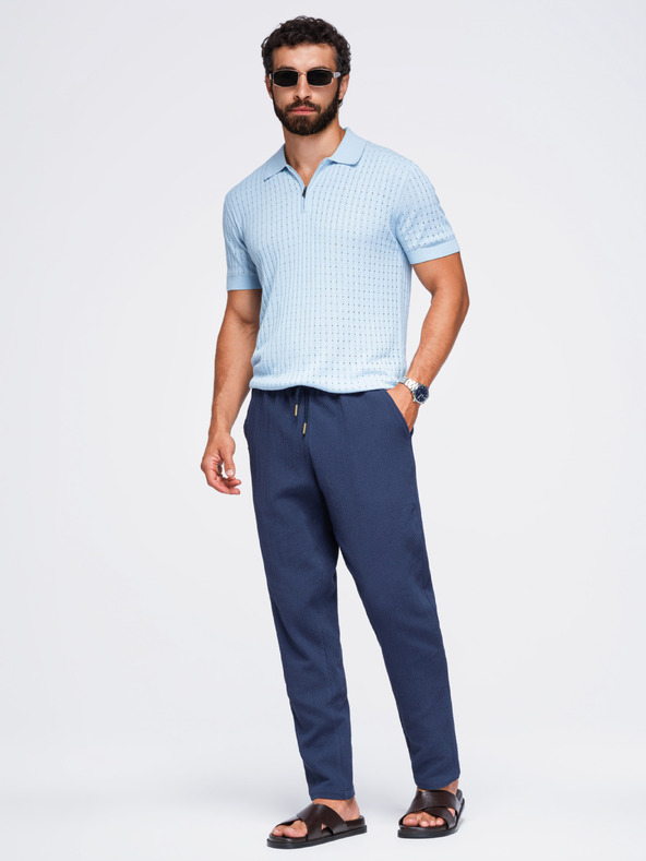Ombre Clothing Férfi pamut strukturált nadrág REGULAR FIT – sötétkék V1 OM-PACP-0310 Ombre Clothing