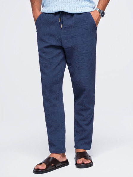 Ombre Clothing Férfi pamut strukturált nadrág REGULAR FIT – sötétkék V1 OM-PACP-0310 Ombre Clothing