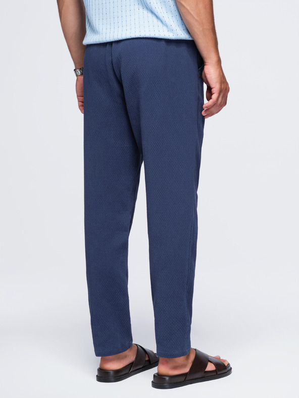 Ombre Clothing Férfi pamut strukturált nadrág REGULAR FIT – sötétkék V1 OM-PACP-0310 Ombre Clothing