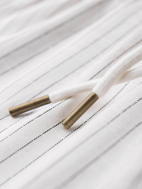 Ombre Clothing Férfi viszkóz és linen csíkos nadrág – törtfehér V1 OM-PACP-0311 Ombre Clothing