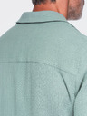 Ombre Clothing Férfi muszelinig kubai gallérral – pasztell zöld V3 OM-SHSS-0223 Ombre Clothing