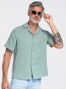 Ombre Clothing Férfi muszelinig kubai gallérral – pasztell zöld V3 OM-SHSS-0223 Ombre Clothing