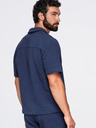 Ombre Clothing Férfi pamuting kubai gallérral – sötétkék V1 OM-SHSS-0220 Ombre Clothing
