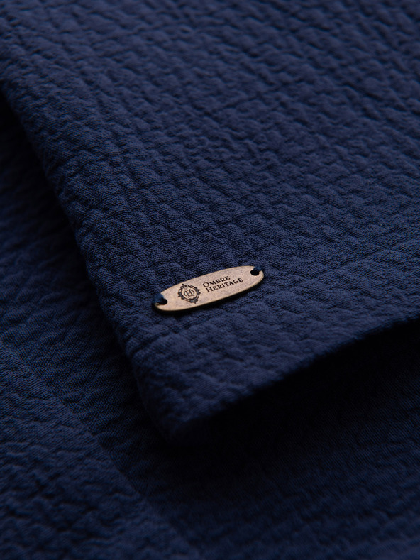 Ombre Clothing Férfi pamuting kubai gallérral – sötétkék V1 OM-SHSS-0220 Ombre Clothing