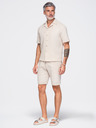 Ombre Clothing Férfi pamuting kubai gallérral – elefántcsont V2 OM-SHSS-0220 Ombre Clothing
