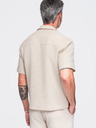 Ombre Clothing Férfi pamuting kubai gallérral – elefántcsont V2 OM-SHSS-0220 Ombre Clothing