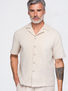 Ombre Clothing Férfi pamuting kubai gallérral – elefántcsont V2 OM-SHSS-0220 Ombre Clothing