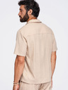Ombre Clothing Férfi pamuting kubai gallérral – világosbarna V1 OM-SHSS-0221 Ombre Clothing