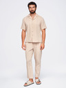 Ombre Clothing Férfi pamuting kubai gallérral – világosbarna V1 OM-SHSS-0221 Ombre Clothing
