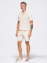 Ombre Clothing Férfi pamuting kubai gallérral – krémszín V3 OM-SHSS-0221 Ombre Clothing