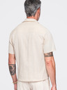 Ombre Clothing Férfi pamuting kubai gallérral – krémszín V3 OM-SHSS-0221 Ombre Clothing