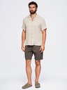 Ombre Clothing Férfi muszelinig kubai gallérral – bézs V1 OM-SHSS-0223 Ombre Clothing