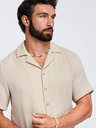 Ombre Clothing Férfi muszelinig kubai gallérral – bézs V1 OM-SHSS-0223 Ombre Clothing