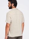 Ombre Clothing Férfi muszelinig kubai gallérral – bézs V1 OM-SHSS-0223 Ombre Clothing