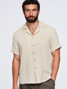 Ombre Clothing Férfi muszelinig kubai gallérral – bézs V1 OM-SHSS-0223 Ombre Clothing