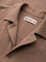 Ombre Clothing Férfi muszelining kubai gallérral – világosbarna V2 OM-SHSS-0223 Ombre Clothing