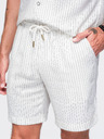 Ombre Clothing Férfi viszkóz-lenvászon shortok REGULAR FIT csíkokkal – elefántcsont V1 OM-SRCS-0208 Ombre Clothing