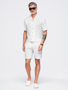 Ombre Clothing Férfi viszkóz-lenvászon shortok REGULAR FIT csíkokkal – elefántcsont V1 OM-SRCS-0208 Ombre Clothing