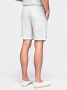 Ombre Clothing Férfi viszkóz-lenvászon shortok REGULAR FIT csíkokkal – elefántcsont V1 OM-SRCS-0208 Ombre Clothing