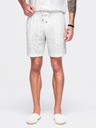 Ombre Clothing Férfi viszkóz-lenvászon shortok REGULAR FIT csíkokkal – elefántcsont V1 OM-SRCS-0208 Ombre Clothing