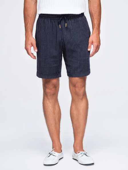 Ombre Clothing Férfi viszkóz-lenvászon shortok REGULAR FIT csíkokkal – sötétkék V2 OM-SRCS-0208 Ombre Clothing