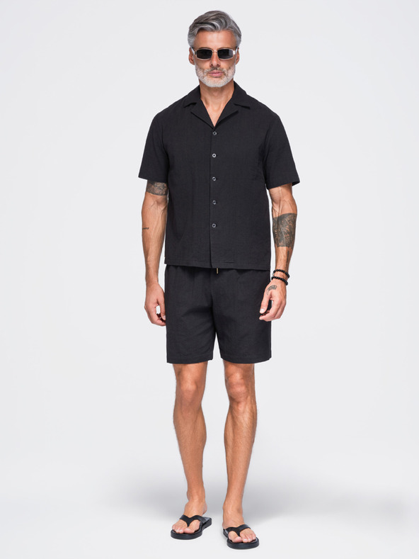 Ombre Clothing Férfi pamutshortok strukturált mintával – fekete V2 OM-SRCS-0209 Ombre Clothing