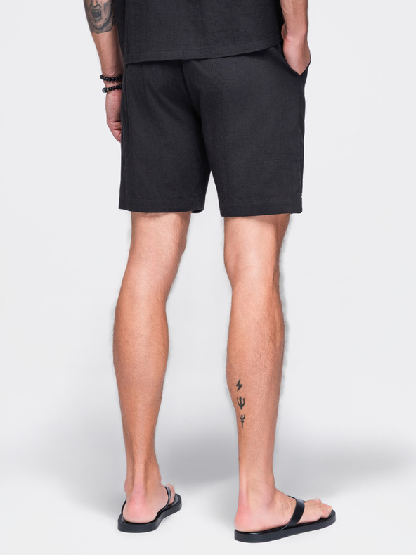 Ombre Clothing Férfi pamutshortok strukturált mintával – fekete V2 OM-SRCS-0209 Ombre Clothing