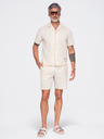 Ombre Clothing Férfi strukturált pamutshortok – krémszín V3 OM-SRCS-0209 Ombre Clothing