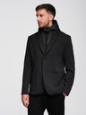 Ombre Clothing Férfi magas gallérú kabát kapucnival fekete Ombre Clothing Ombre Clothing