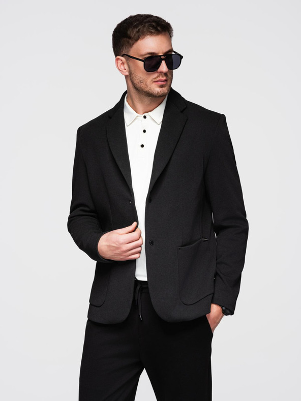 Ombre Clothing Férfi magas gallérú kabát kapucnival fekete Ombre Clothing Ombre Clothing