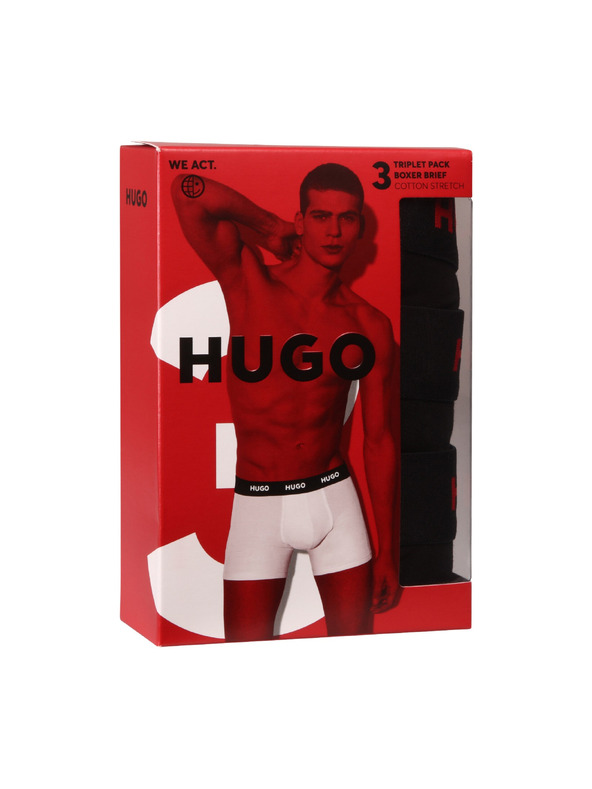 HUGO Háromdarabos szett - HUGO férfi boxeralsó fekete