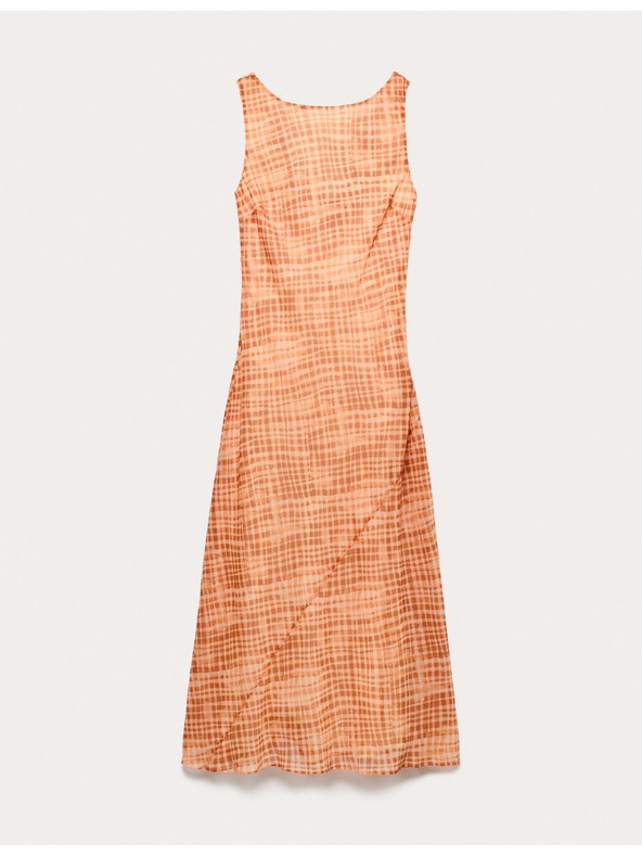 Marks & Spencer Sifon kockás midi ceruza ruha Marks & Spencer narancssárga