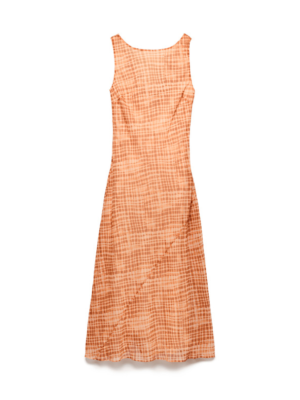 Marks & Spencer Sifon kockás midi ceruza ruha Marks & Spencer narancssárga