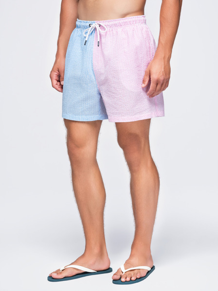 Ombre Clothing Férfi kétszínű fürdőnadrág textúrázott anyagból – kék-rózsaszín V3 OM-SRSS-0215 Ombre Clothing